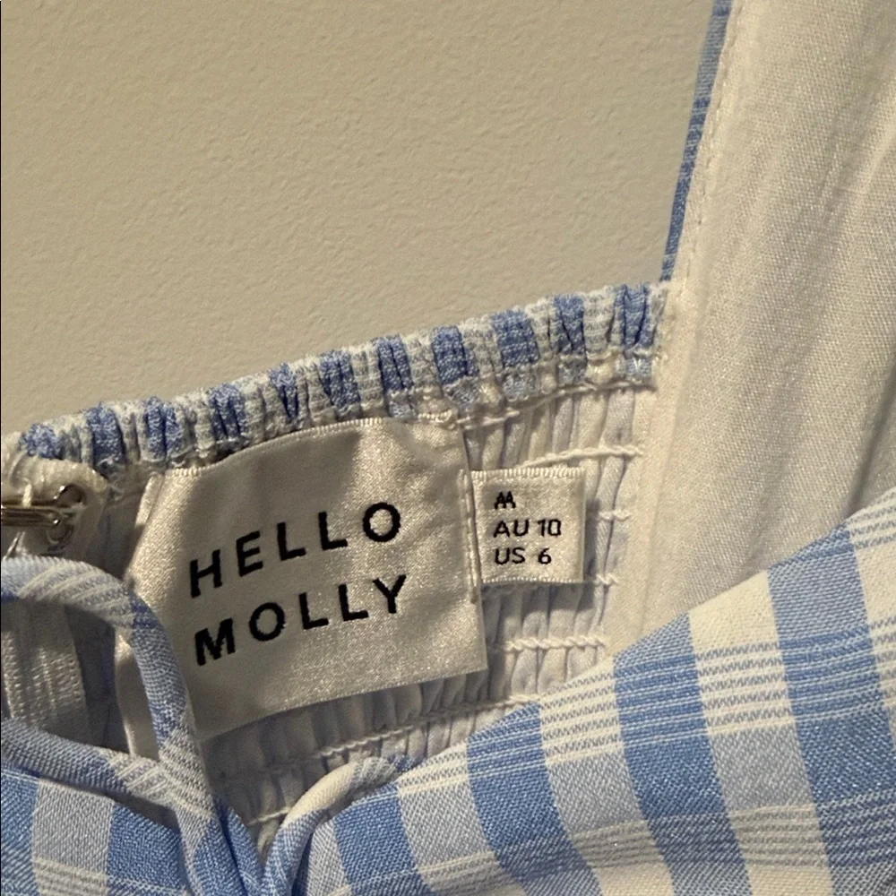 Hello Molly Light Blue and White Gingham Puff Sleeve Mini Dress - Picture 3 of 3